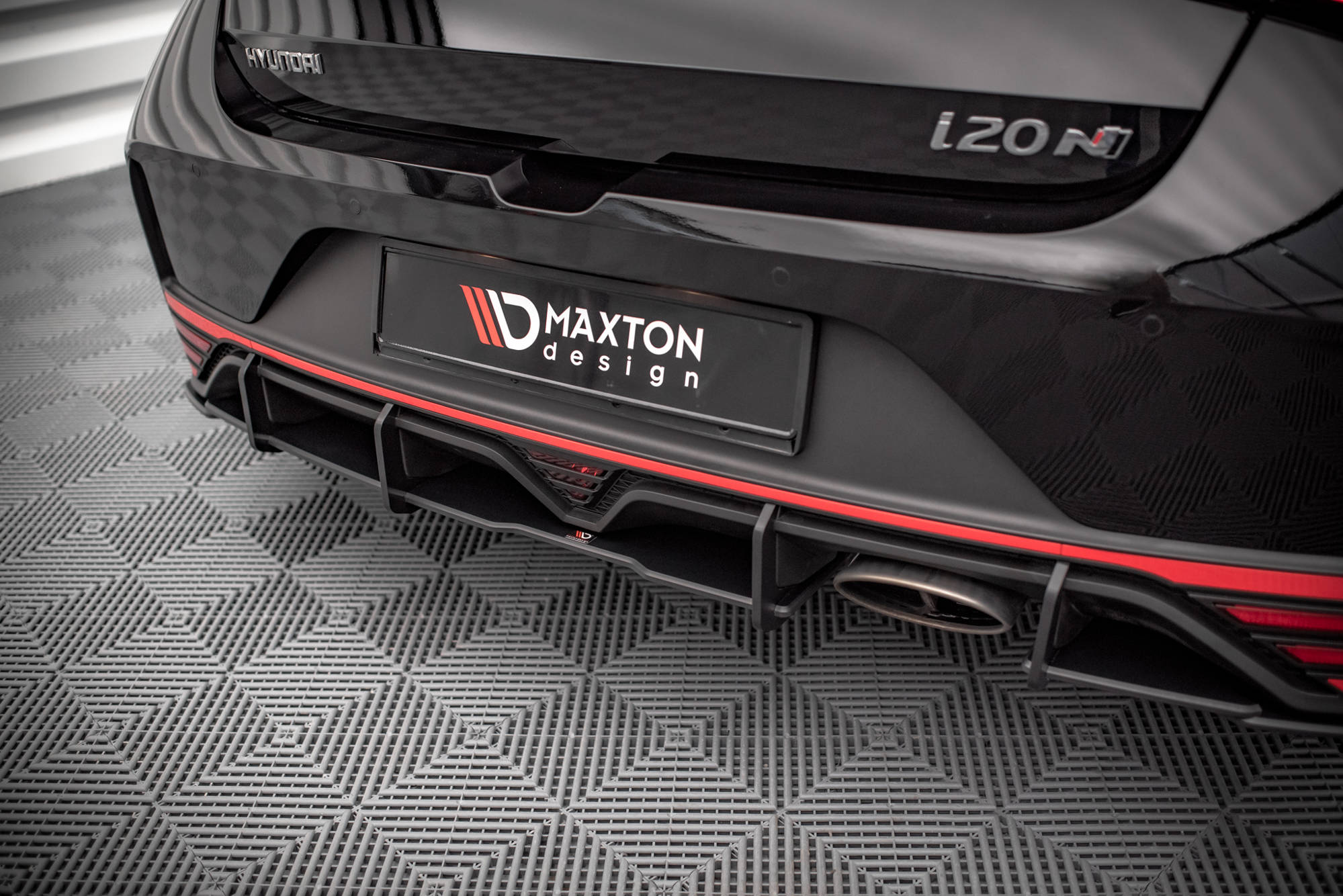 Street Pro Heckschürze Heck Ansatz Diffusor passend für Hyundai I20 N Mk3 rot