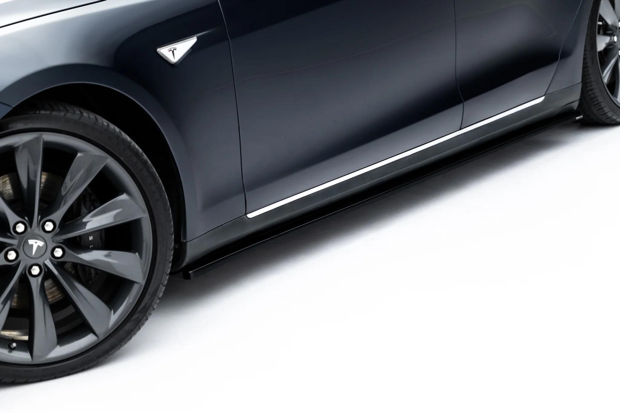 Seitenschweller Ansatz Paar V.1 passend für passend für Tesla Model S Mk1 schwarz Hochglanz