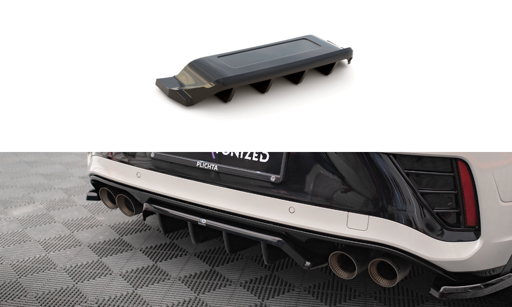 Street+ Mittlerer Diffusor RACE Heck Ansatz passend für VW T-Roc R / R-Line Mk1 FL schwarz Hochglanz