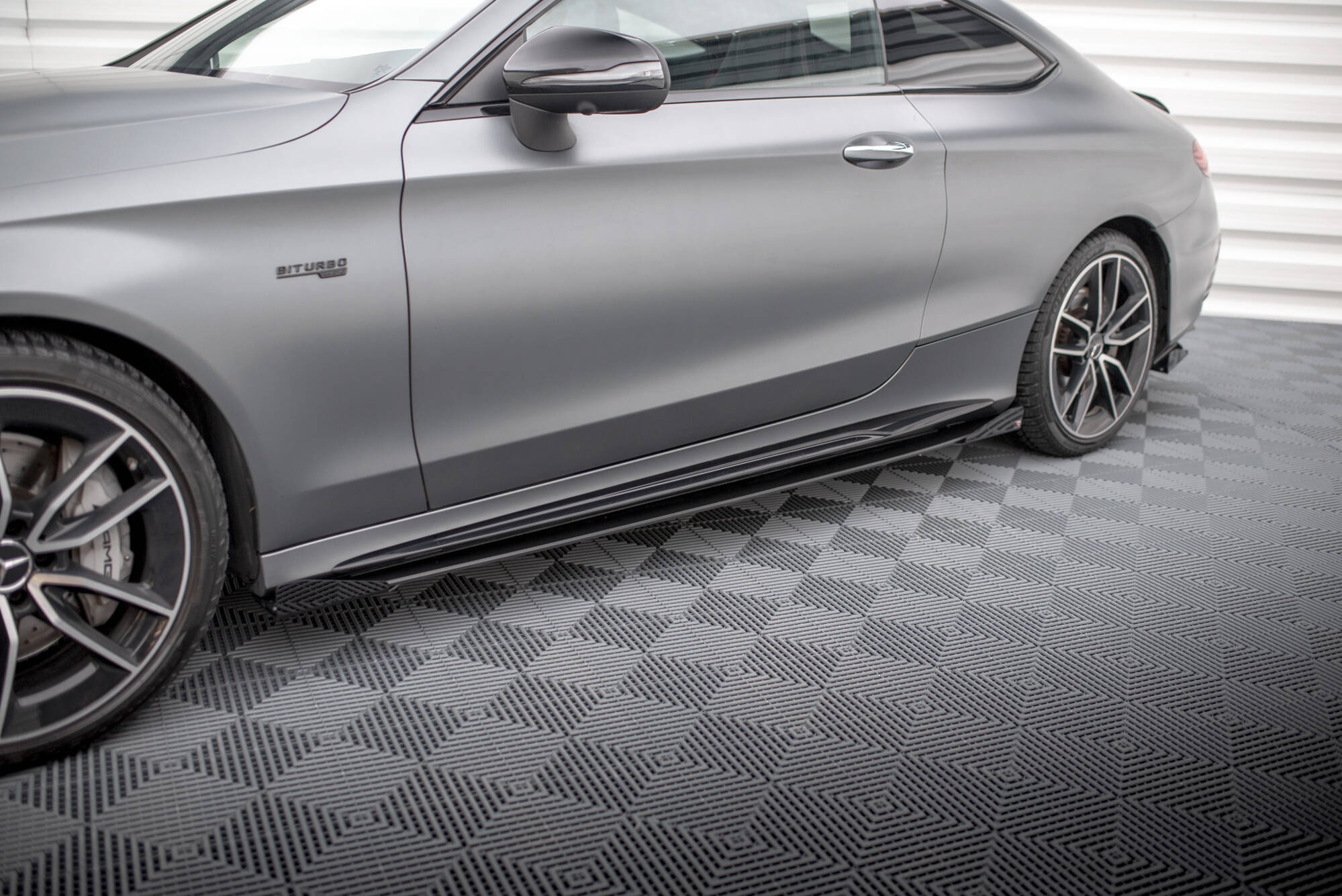 Street Pro Seitenschweller Leisten passend für Mercedes-AMG C43 Coupe C205 FL rot+ Hochglanz Flaps