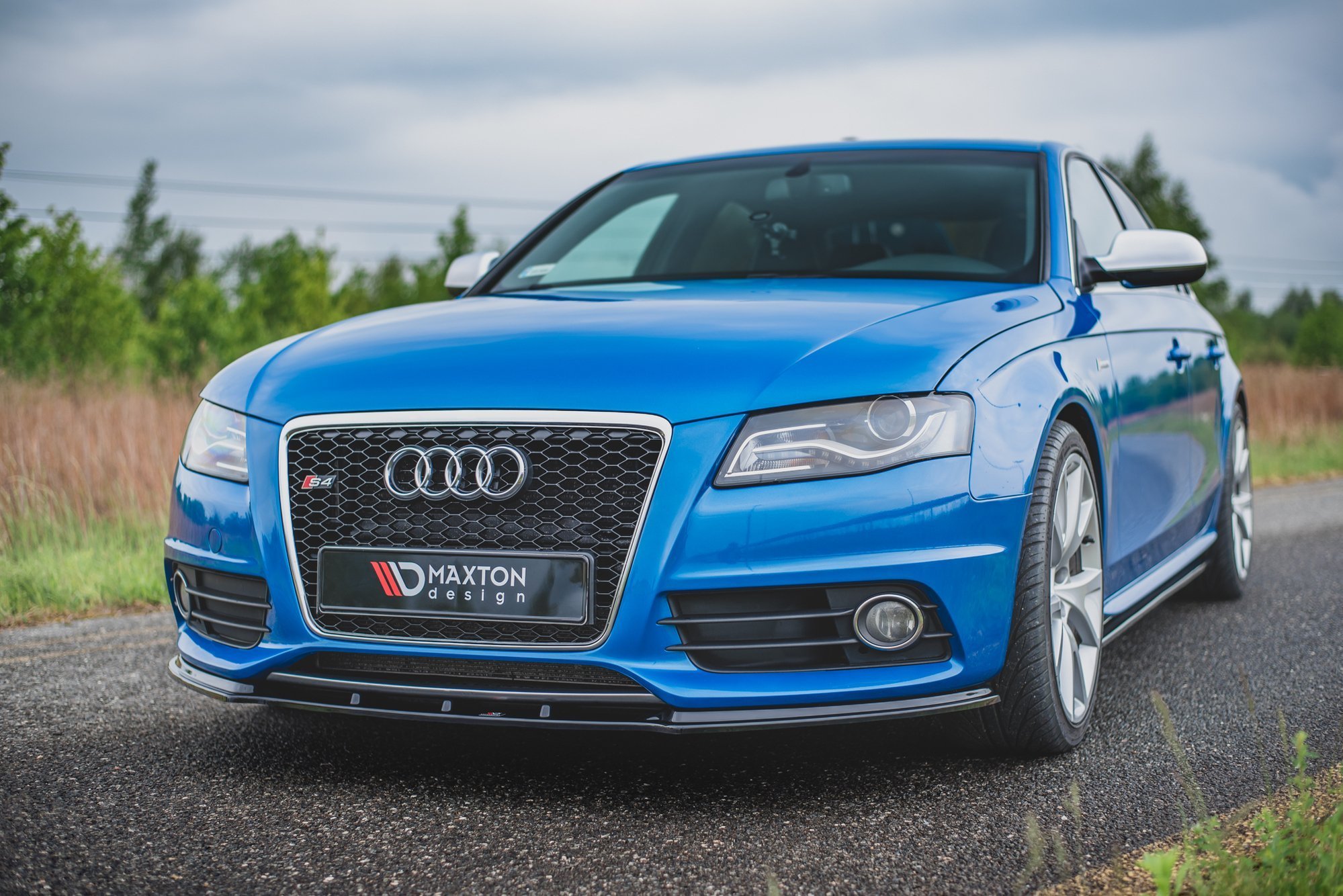 Street+ Spoilerlippe Front Ansatz V.1 passend für Audi S4 / A4 S-Line B8 schwarz Hochglanz