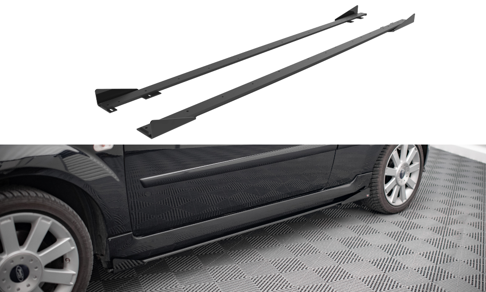 Street Pro Seitenschweller Leisten + Flaps passend für Ford Fiesta ST Mk6 schwarz Hochglanz