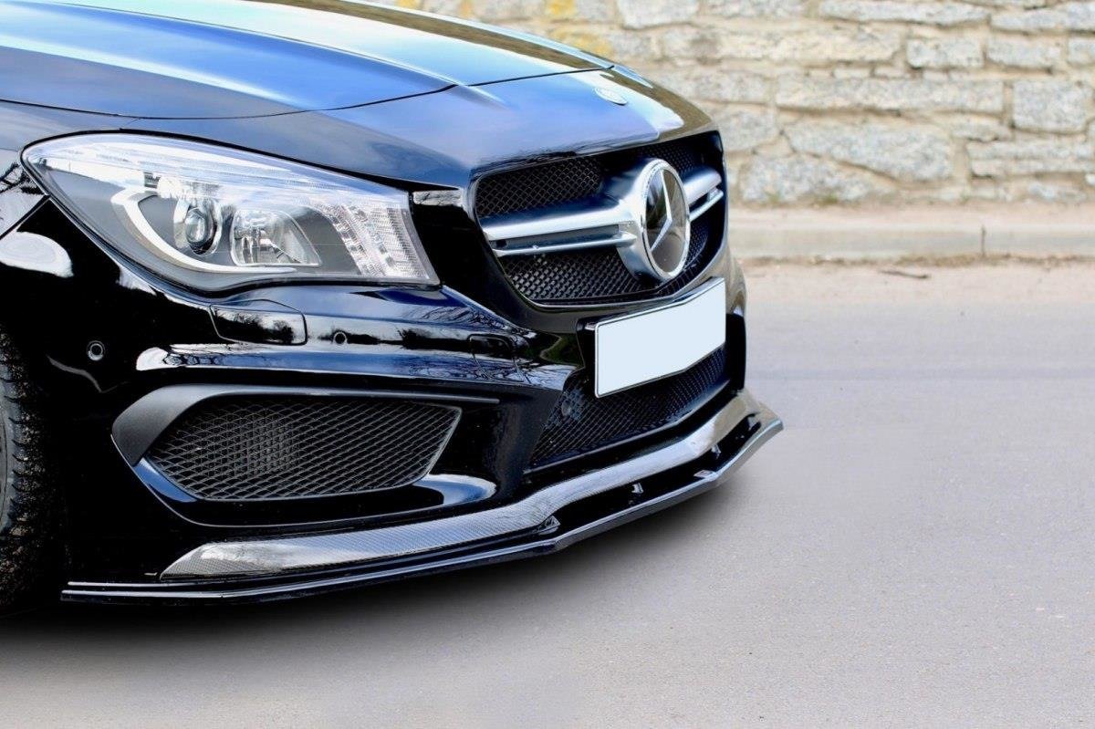 Street+ Spoilerlippe Front Ansatz V.2 passend für Mercedes CLA 45 AMG C117 vor FL schwarz Hochglanz