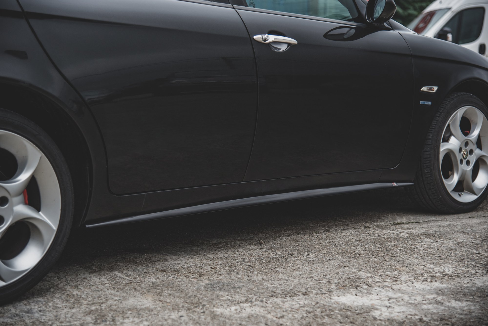 Seitenschweller Ansatz für Alfa Romeo 156 Facelift schwarz Hochglanz