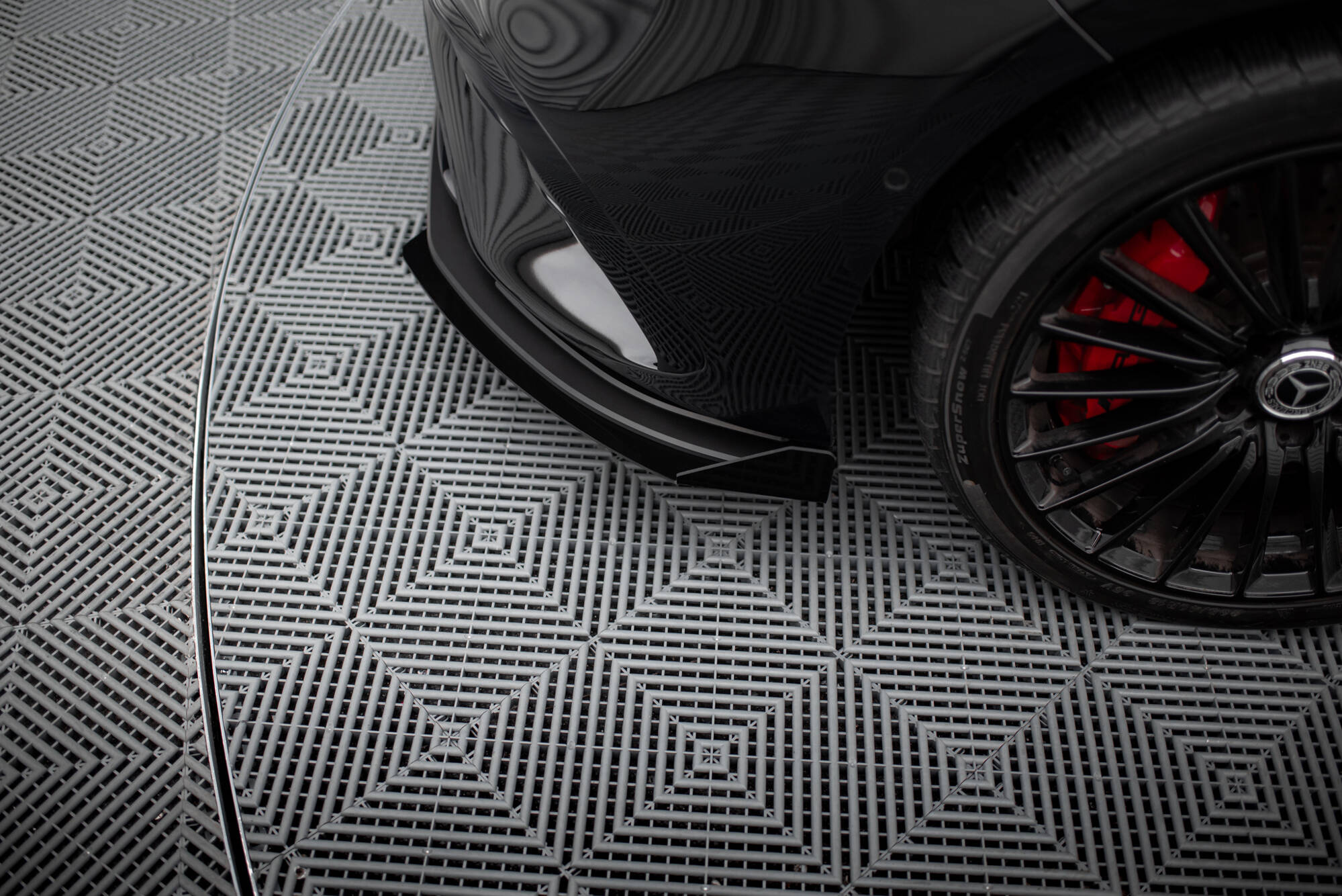 Street Pro Spoilerlippe Front Ansatz passend für Mercedes-AMG A35 W177 FL rot+ Hochglanz Flaps