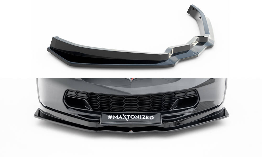 Front Ansatz V.1 für Chevrolet Corvette Stingray / Z06 C7 schwarz Hochglanz