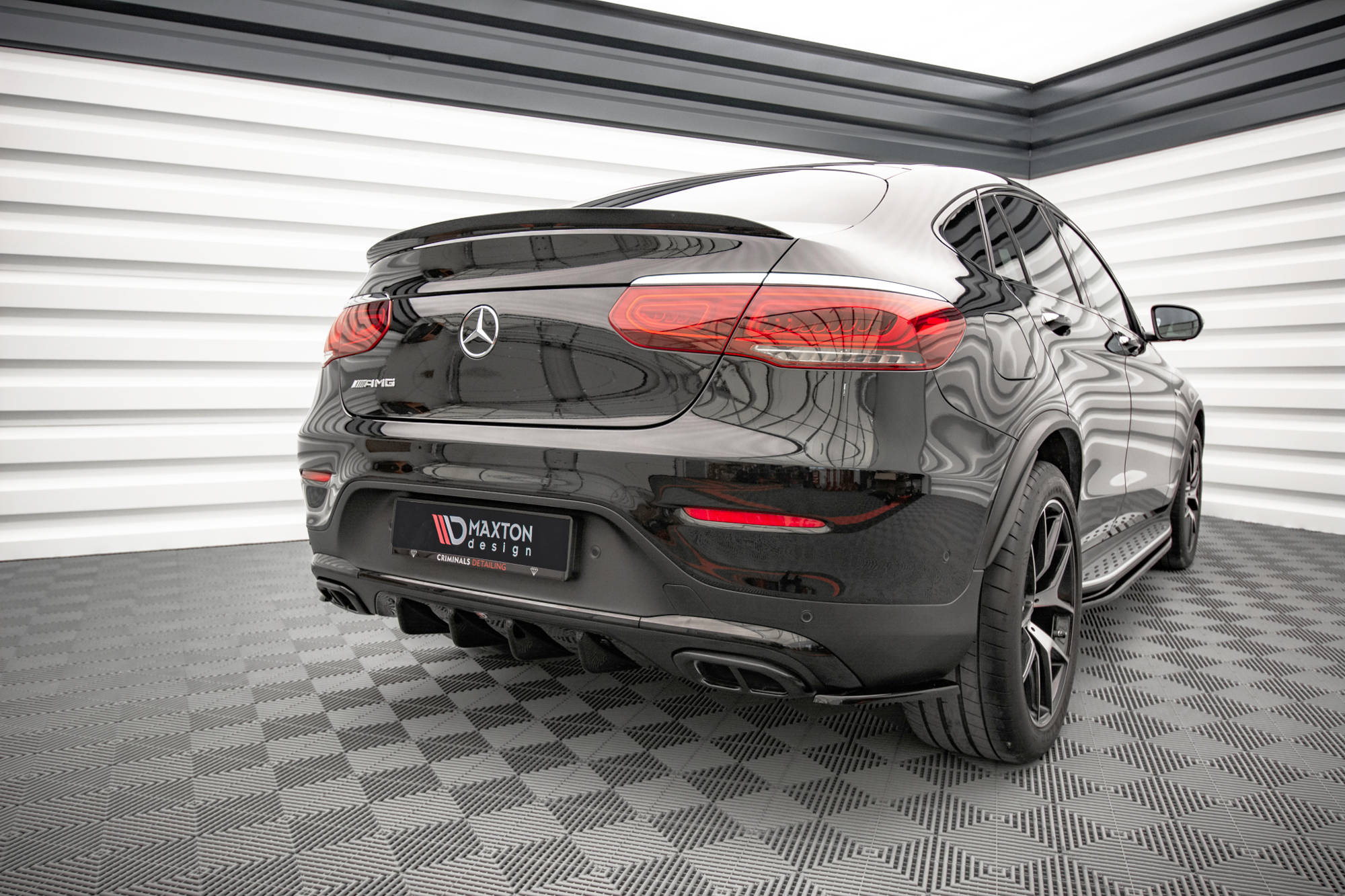 Street+ Heck Ansatz Diffusor passend für Mercedes GLC Coupe AMG-Line C253 FL schwarz Hochglanz