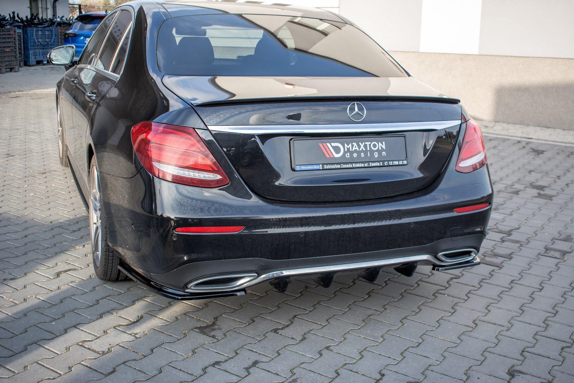 Heck Ansatz Flaps Diffusor für Mercedes-Benz E43 AMG / AMG-Line Limousine / Kombi W213 / S213 schwarz Hochglanz