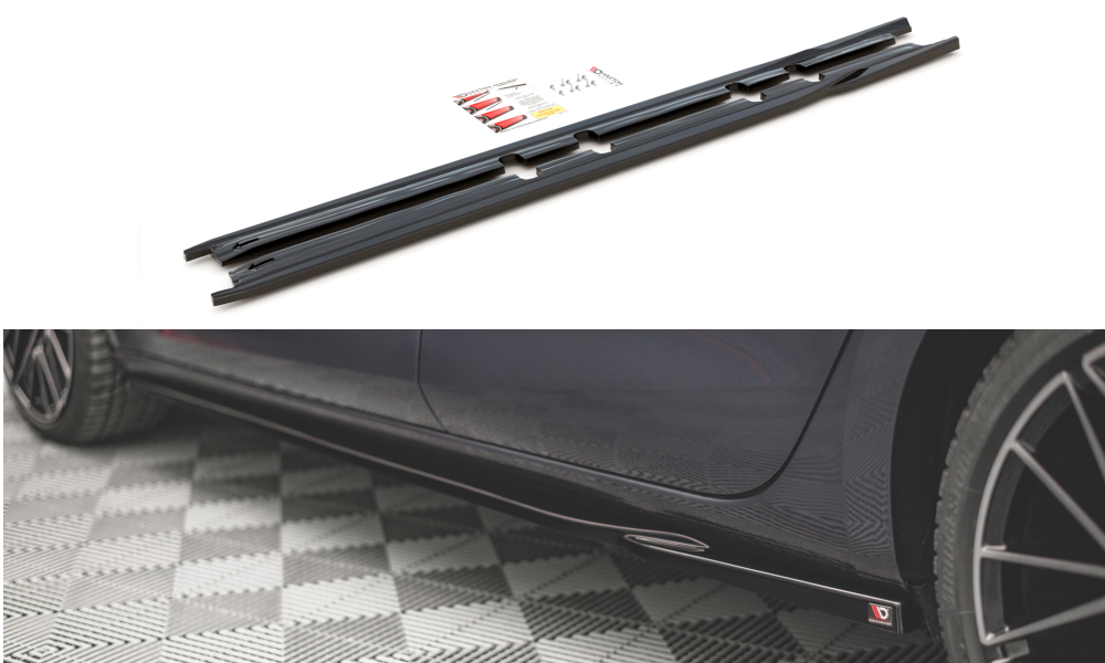 Street+ Seitenschweller Leisten V.1 passend für Seat Leon FR ST / Hatchback Mk4 / CUPRA Leon ST / Hatchback Mk1 / Mk1 FL schwarz Hochglanz