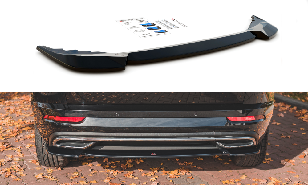 Street+ Mittlerer Diffusor Heck Ansatz passend für Skoda Karoq Sportline schwarz Hochglanz