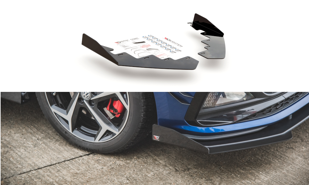 Front Stoßstange Flaps passend für VW Polo GTI Mk6 schwarz Hochglanz