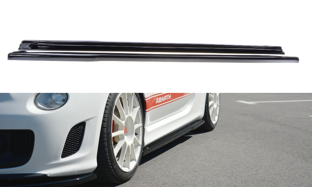 Seitenschweller Ansatz Paar passend für ABARTH 500 Mk1 schwarz Hochglanz