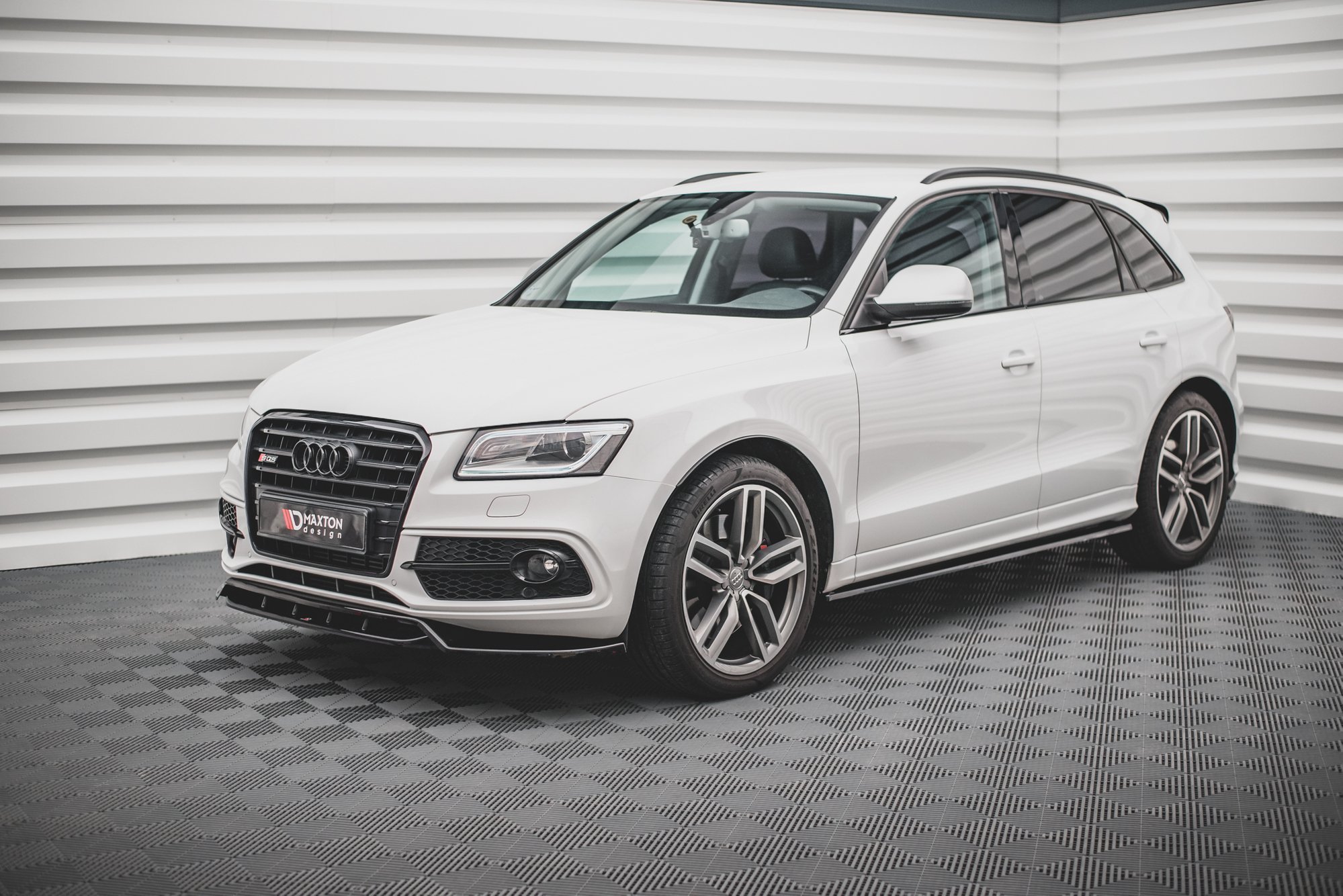 Street+ Seitenschweller Leisten passend für Audi SQ5 / Q5 S-Line Mk1 8R schwarz Hochglanz