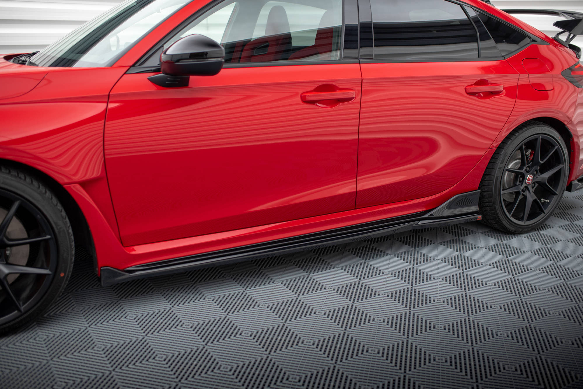Street+ Seitenschweller Leisten V.2 passend für Honda Civic Type-R Mk 11 schwarz Hochglanz