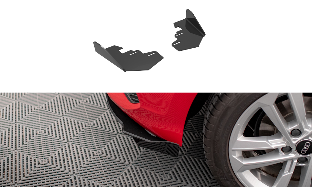 Hintere Seiten Flaps passend für Audi A3 Sportback 8Y schwarz Hochglanz