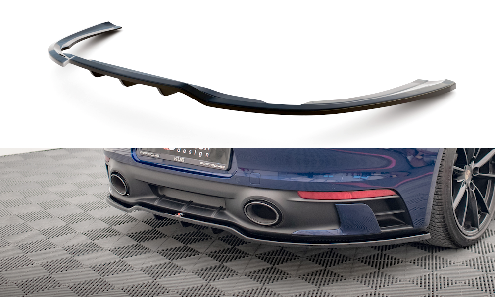Street+ Mittlerer Diffusor RACE Heck Ansatz V.1 passend für Porsche 911 Carrera Aero / Carrera GTS 992 schwarz Hochglanz