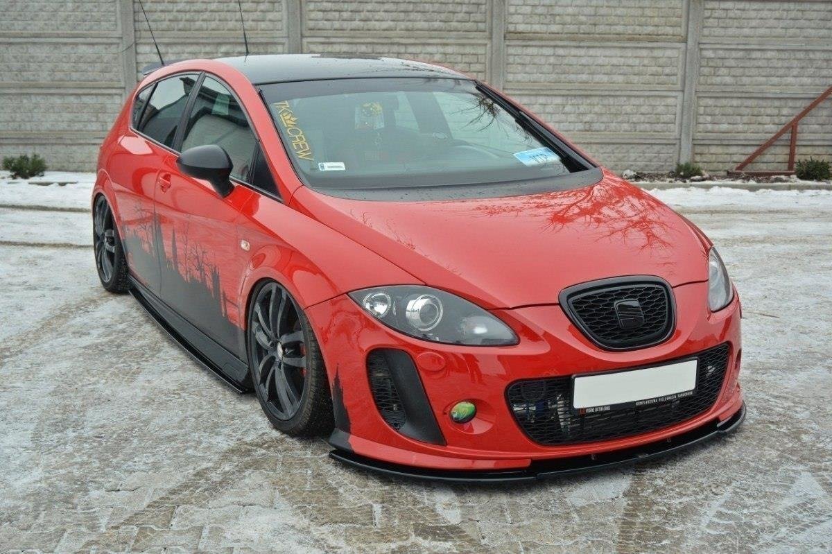 Street+ Seitenschweller Leisten passend für Seat Leon MS Design Mk2 schwarz Hochglanz