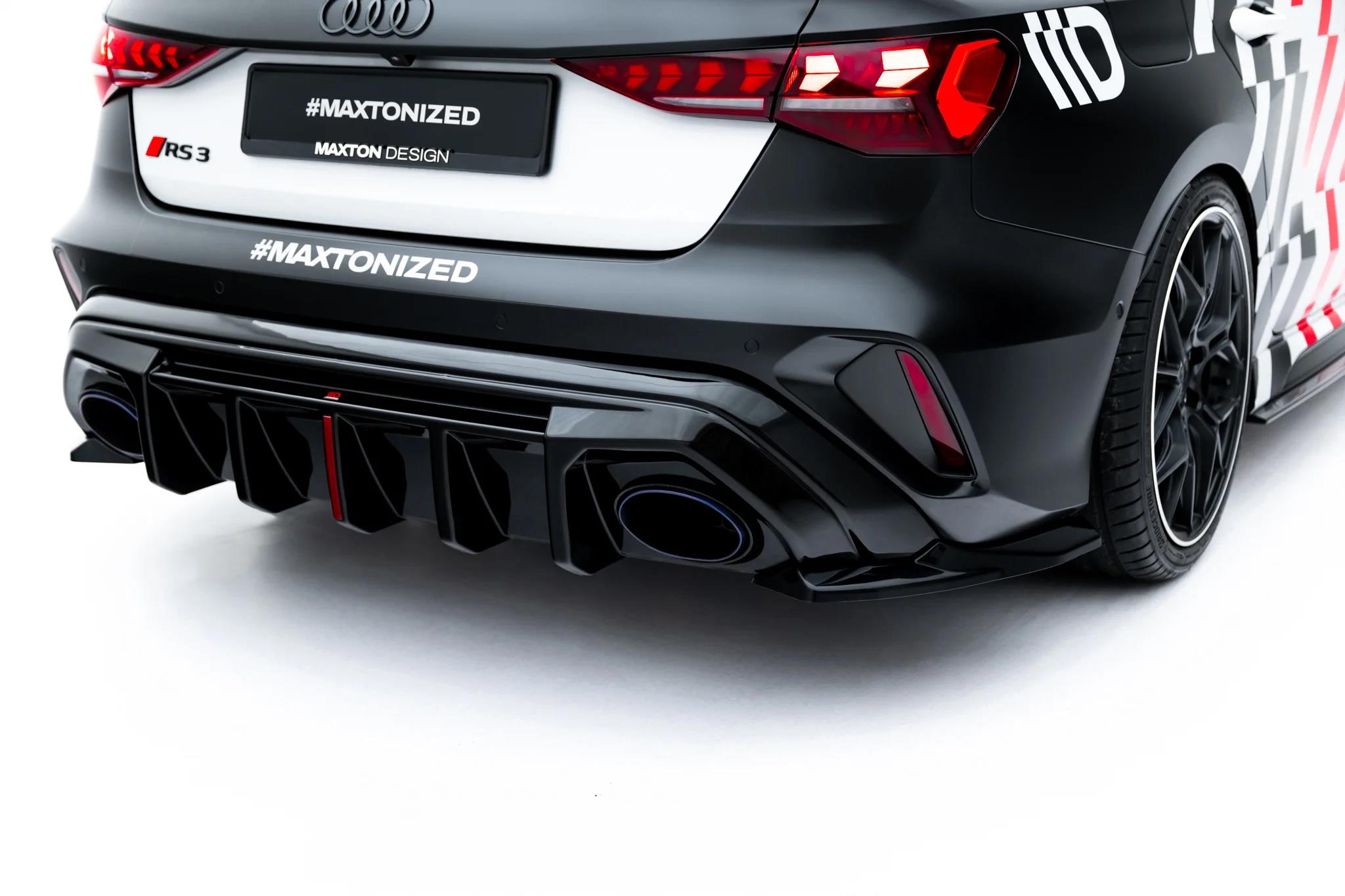 Diffusor Flaps V.1 passend für Audi RS3 Limousine 8Y Facelift schwarz Hochglanz