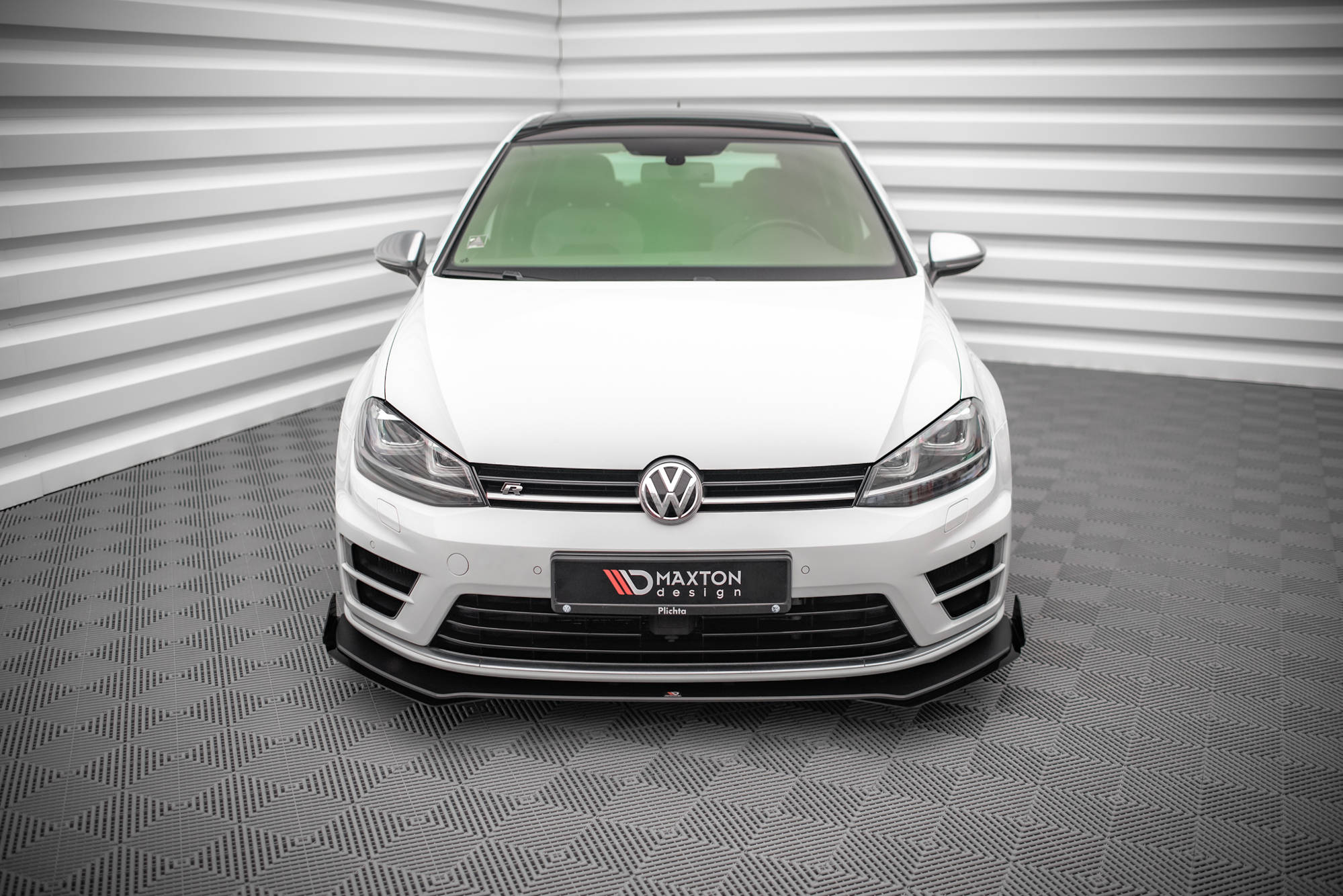 Street Pro Spoilerlippe Front Ansatz + Flaps V.1 passend für VW Golf R Mk7 schwarz Hochglanz