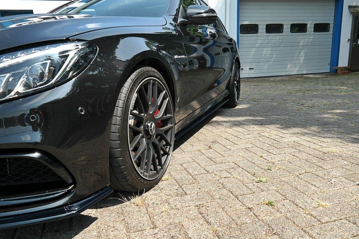 Street+ Seitenschweller Leisten V.1 passend für Mercedes C-Klasse S205 63 AMG schwarz Hochglanz
