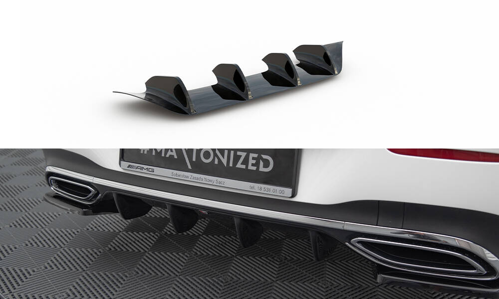 Diffusor Heck Ansatz für Mercedes-Benz CLA AMG-Line X118 schwarz Hochglanz