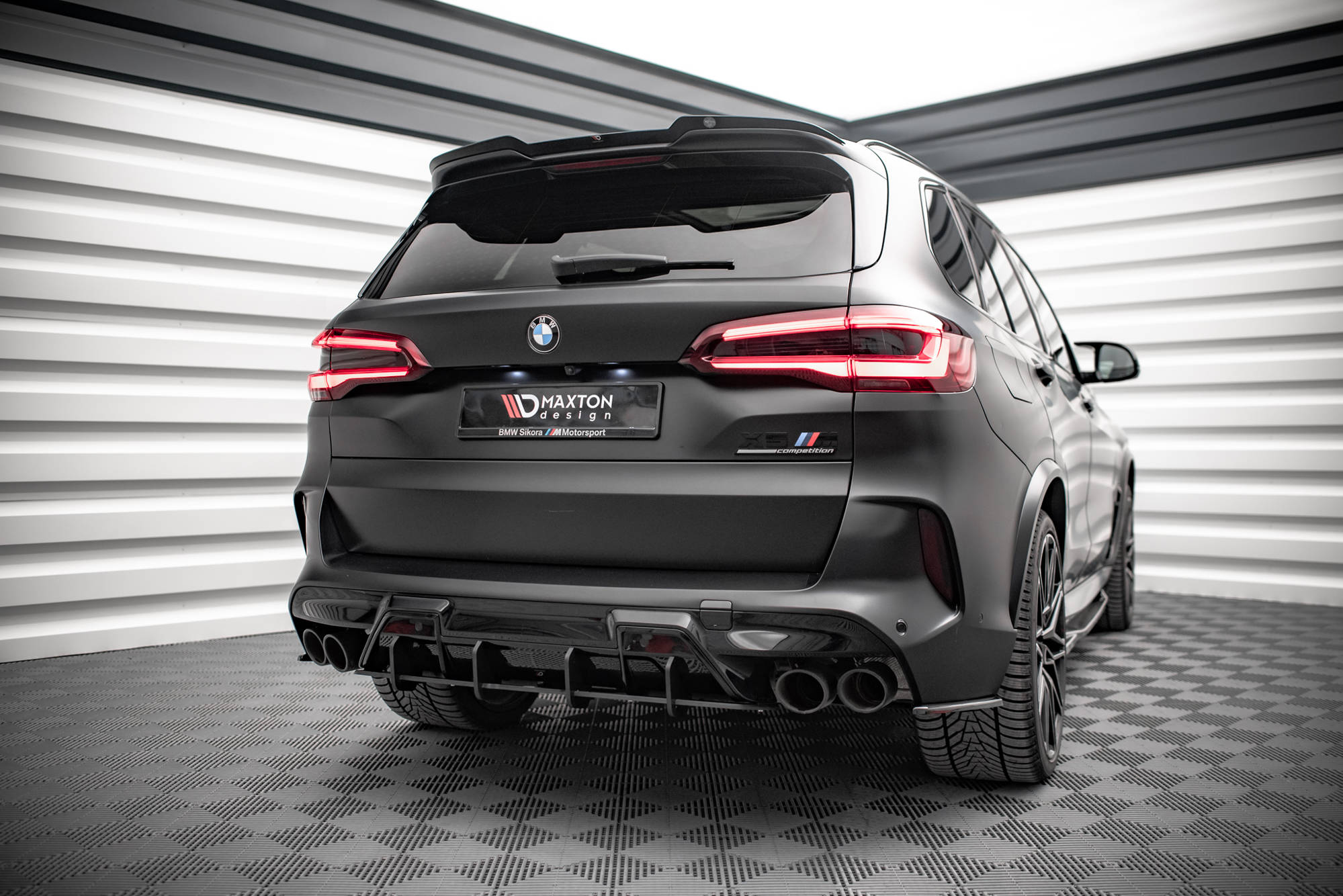 Street Pro Heckschürze Heck Ansatz Diffusor passend für BMW X5M F95 schwarz-rot