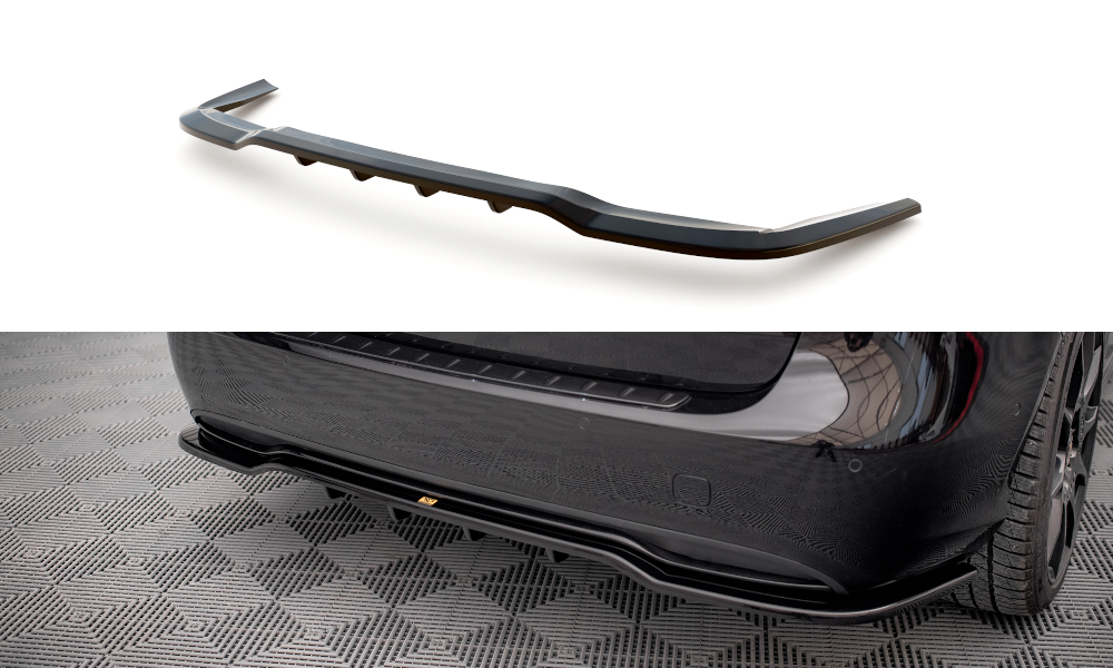 Street+ Mittlerer Diffusor RACE Heck Ansatz passend für Mercedes B W246 FL schwarz Hochglanz