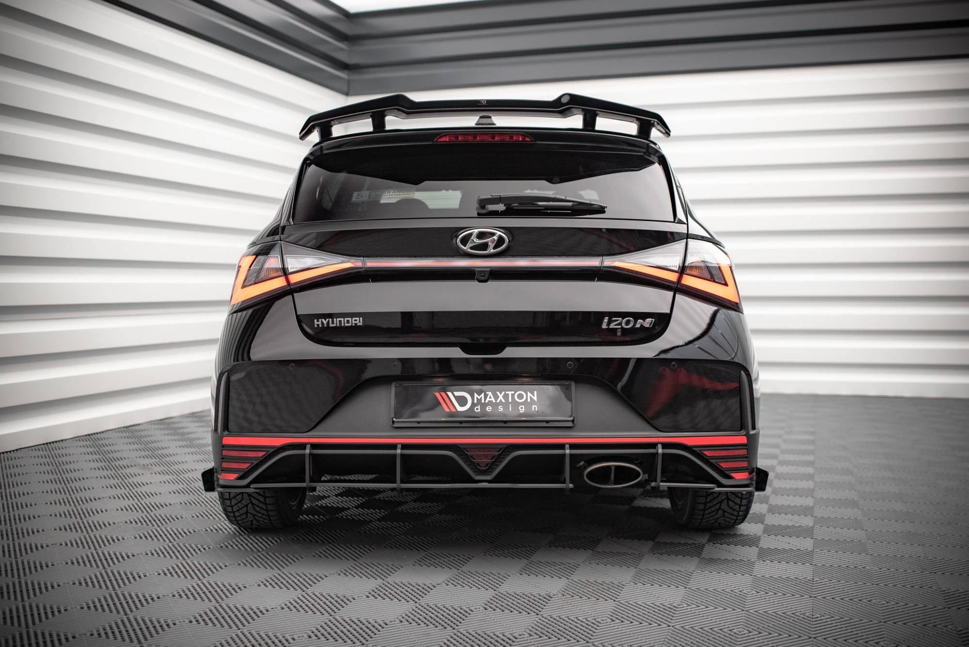 Street Pro Heckschürze Heck Ansatz Diffusor passend für Hyundai I20 N Mk3 rot