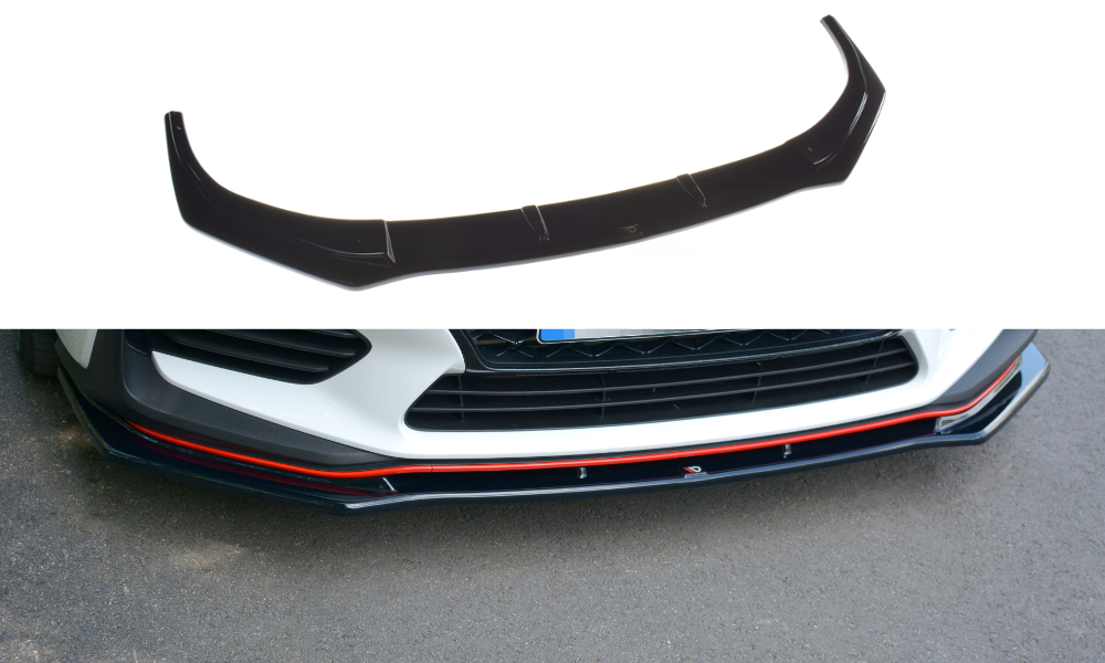 Street+ Spoilerlippe Front Ansatz V.1 passend für Hyundai I30 Mk3 N schwarz Hochglanz