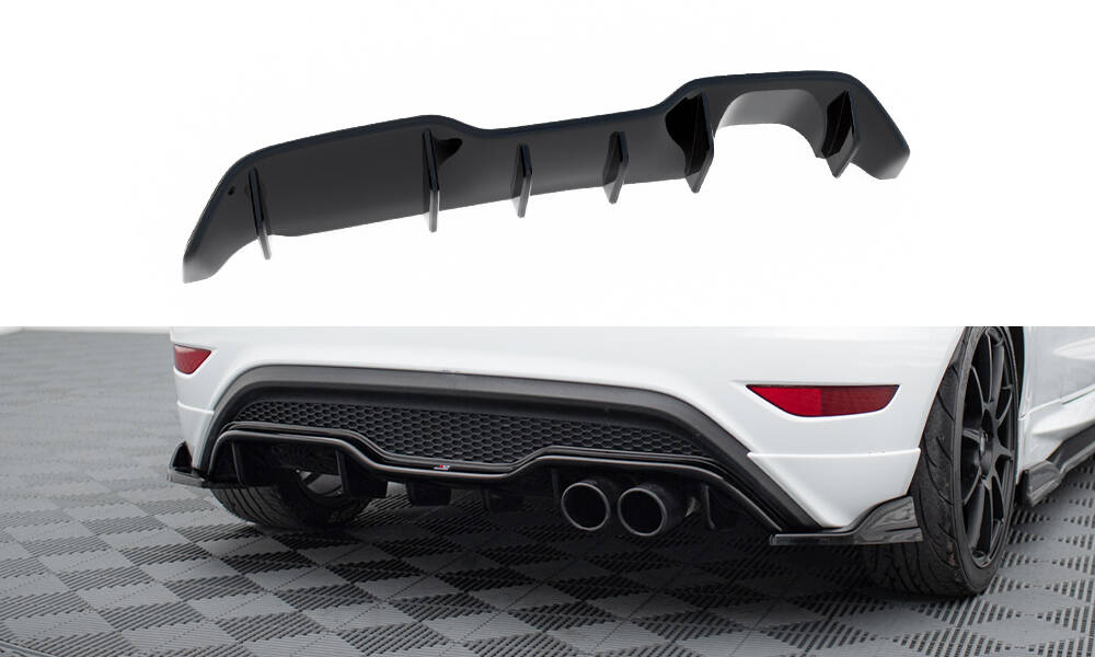 Diffusor Heck Ansatz für Ford Fiesta ST 3-Türige version Mk7 Facelift schwarz Hochglanz