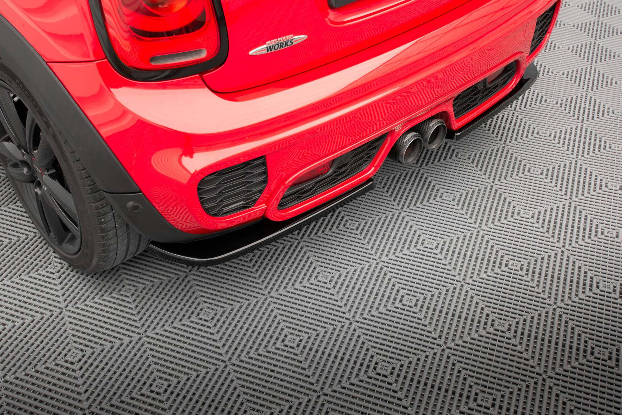 Street+ Heck Ansatz Flaps passend für Mini Cooper S John Copper Works F56 schwarz Hochglanz