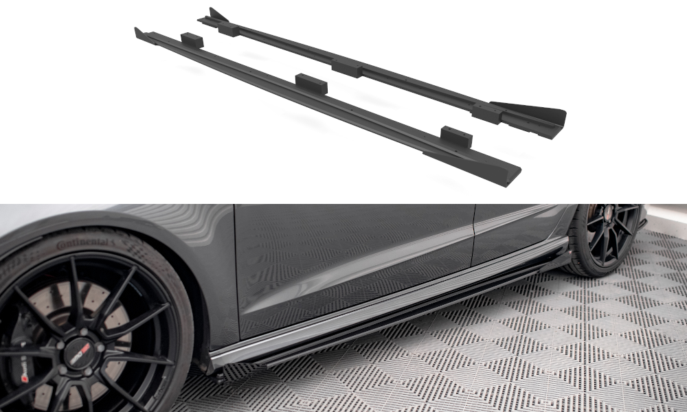 Street Pro Seitenschweller Leisten passend für Audi S3 Sportback 8V FL rot+ Hochglanz Flaps