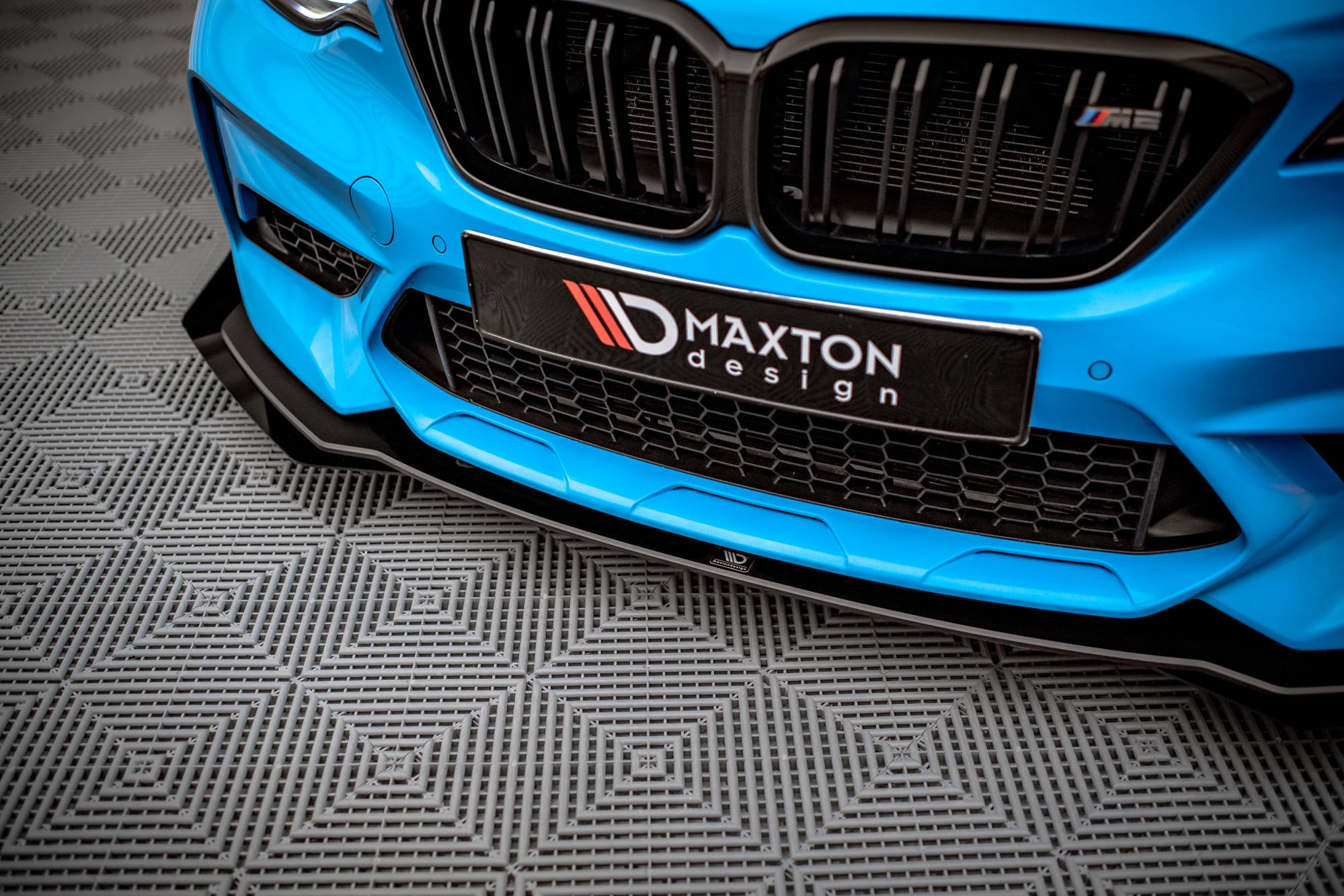 Street Pro Spoilerlippe Front Ansatz passend für BMW M2 F87 rot+ Hochglanz Flaps