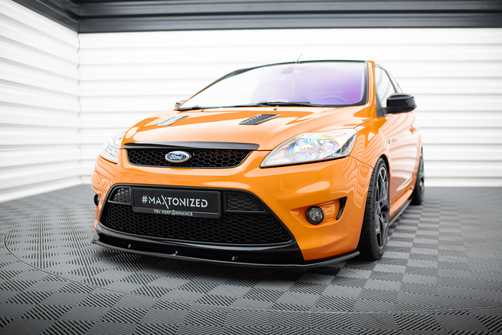 Street+ Spoilerlippe Front Ansatz passend für Ford Focus ST Mk2 FL schwarz Hochglanz