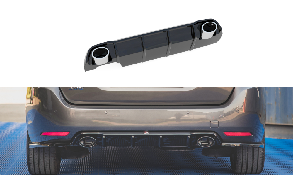Street+ Heck Ansatz Diffusor + Endrohre passend für Peugeot 308 SW Mk2