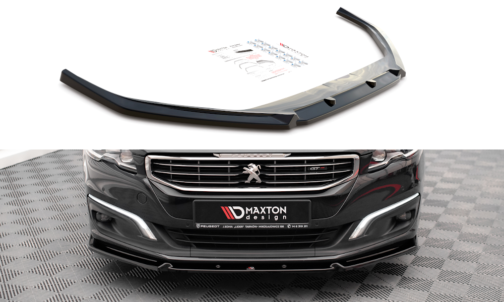 Street+ Spoilerlippe Front Ansatz V.1 passend für Peugeot 508 GT Mk1 FL schwarz Hochglanz