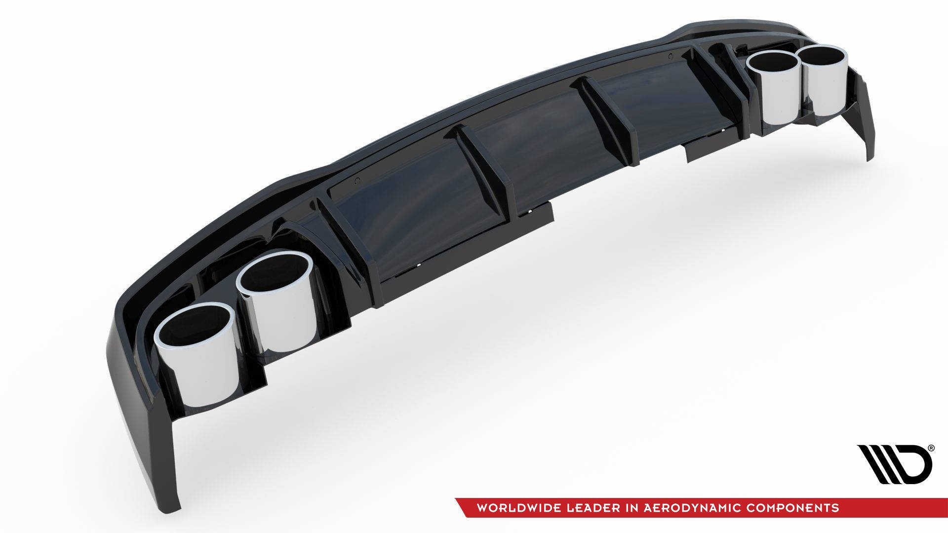 Street+ Heck Ansatz Diffusor + Endrohre chrom passend für Audi A6 S-Line / S6 C8 / C8 FL schwarz Hochglanz