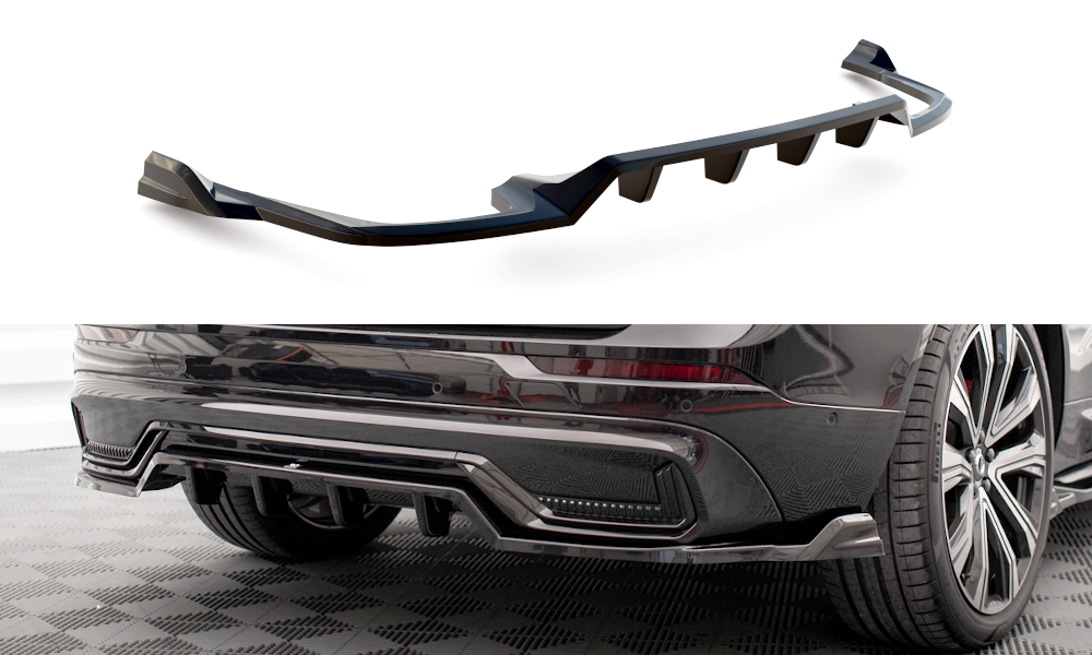Street+ Mittlerer Diffusor RACE Heck Ansatz passend für Volvo XC60 R-Design Mk2 FL schwarz Hochglanz