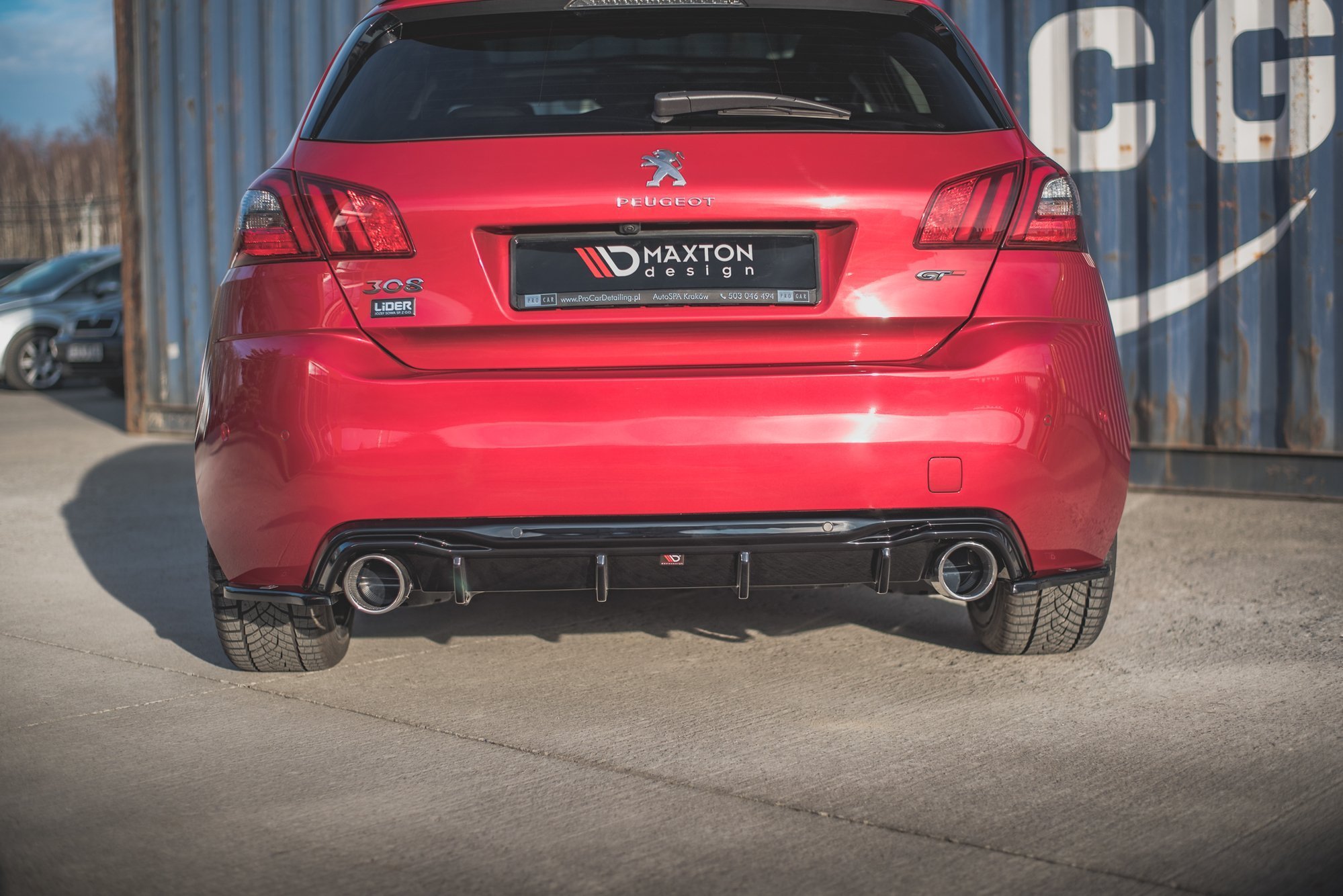 Street+ Heck Ansatz Flaps passend für Peugeot 308 GT Mk2 FL schwarz Hochglanz
