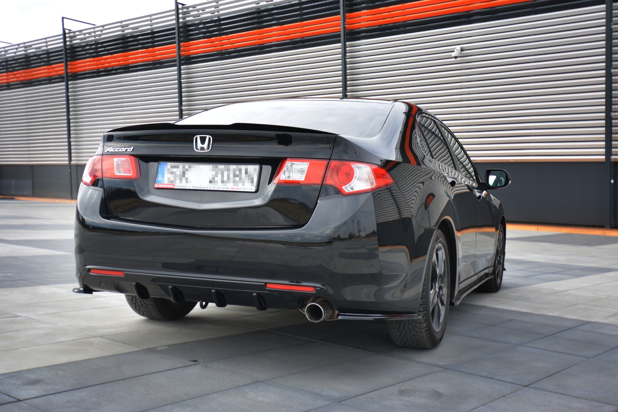 Diffusor Heck Ansatz für Honda Accord Limousine Mk8 schwarz Hochglanz