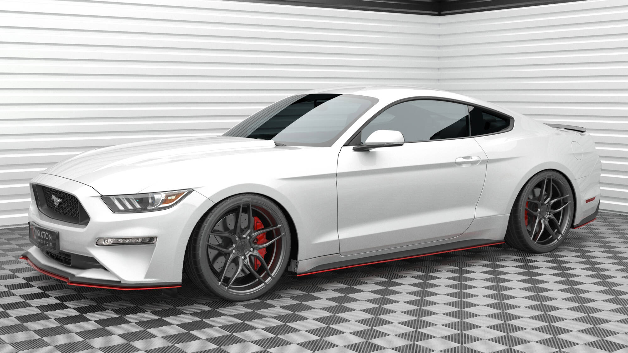 Street+ Seitenschweller Leisten V.2 passend für Ford Mustang Mk6 FL rot Hochglanz