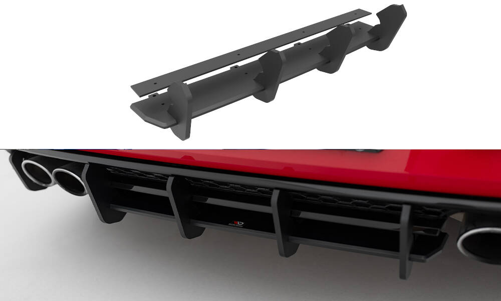 Street Pro Heckschürze Heck Ansatz Diffusor passend für VW Golf 7 R FL schwarz-rot