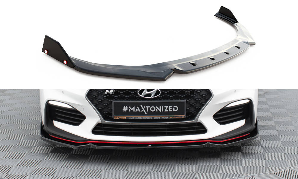 Street+ Spoilerlippe Front Ansatz V.6 + Flaps passend für Hyundai I30 N Mk3 Hatchback/Fastback