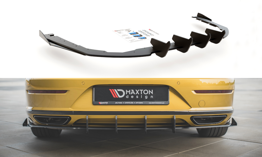 Street Pro Heck Ansatz Diffusor passend für VW Arteon R-Line rot+ Hochglanz Flaps