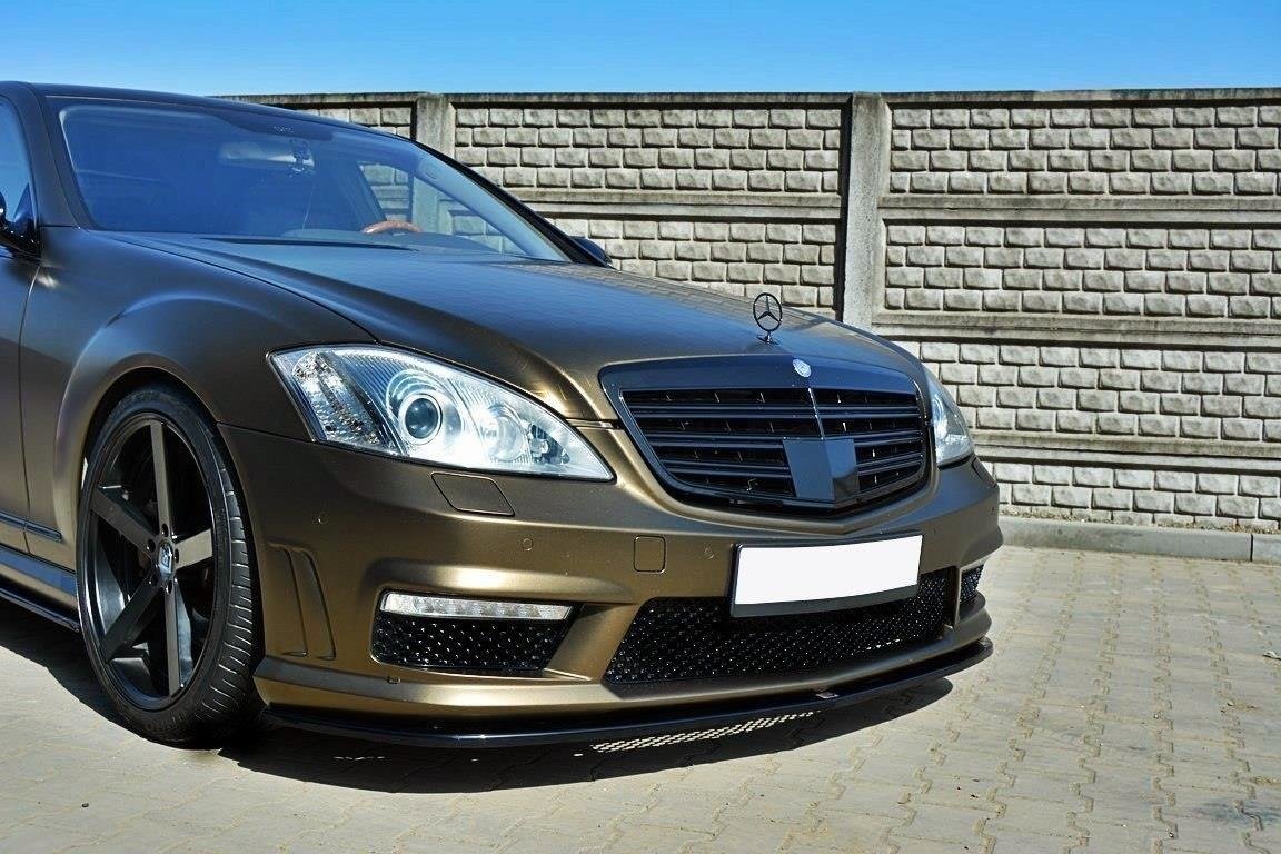 Street+ Spoilerlippe Front Ansatz passend für Mercedes S-Klasse W221 AMG schwarz Hochglanz