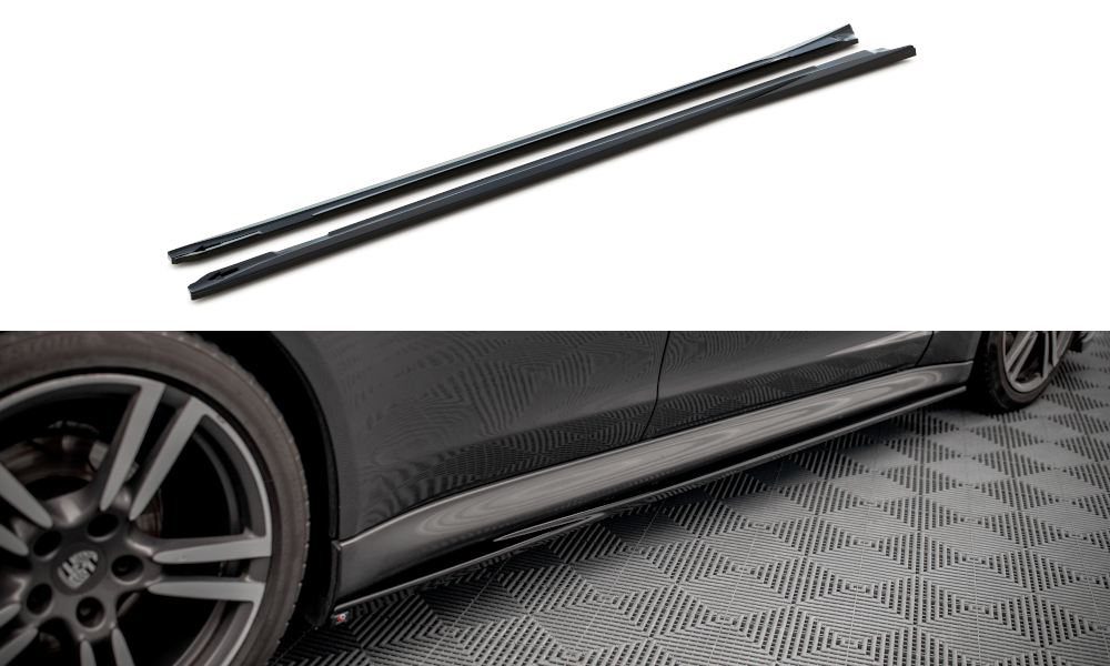 Street+ Seitenschweller Leisten V.1 passend für Porsche Panamera / Panamera Diesel / Panamera Turbo 970 schwarz Hochglanz