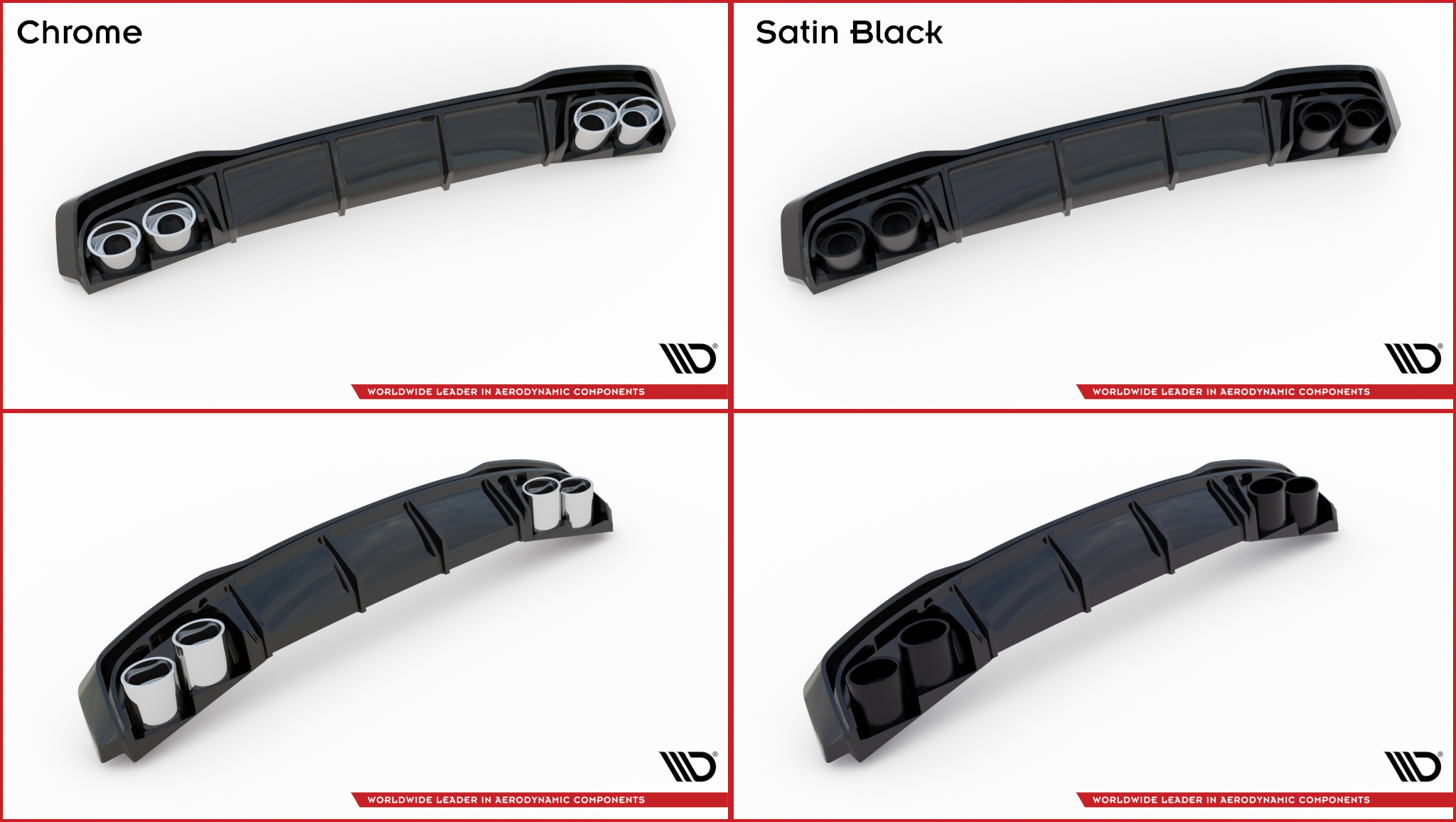 Street+ Heck Ansatz Diffusor + Endrohre chrom passend für Peugeot 308 SW Mk2 FL schwarz Hochglanz