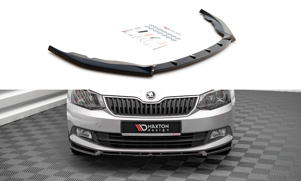 Street+ Spoilerlippe Front Ansatz V.1 passend für Skoda Fabia Mk3 schwarz Hochglanz