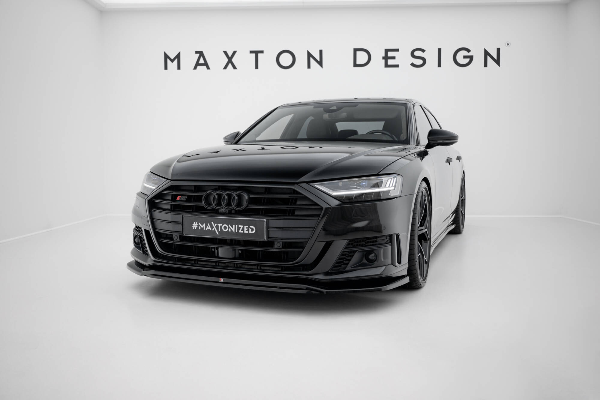 Street+ Spoilerlippe Front Ansatz V.1 passend für Audi S8 / A8 S-Line D5 schwarz Hochglanz