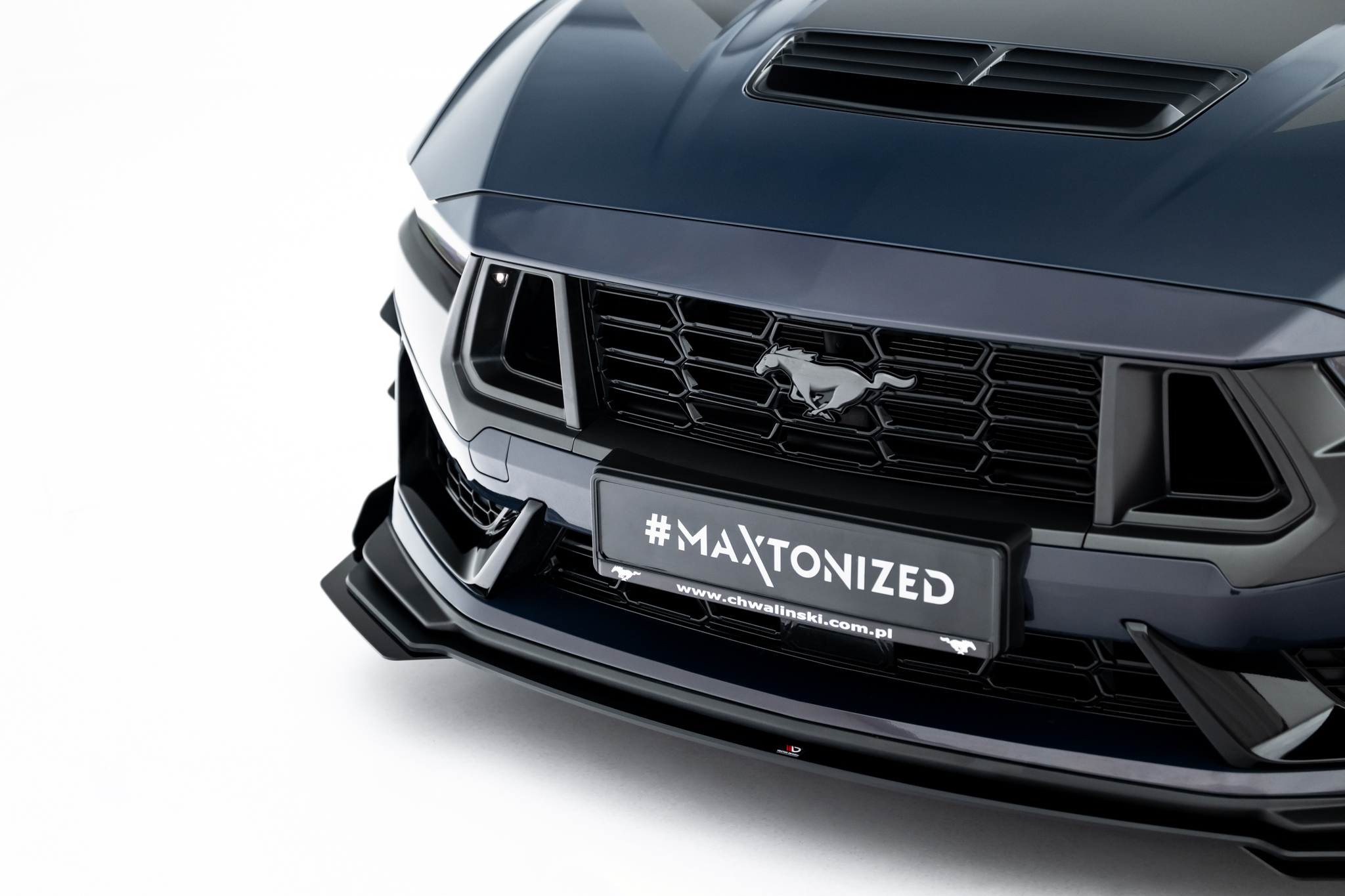 Street Pro Spoilerlippe Front Ansatz + Flaps passend für Ford Mustang Dark Horse Mk7 schwarz Hochglanz